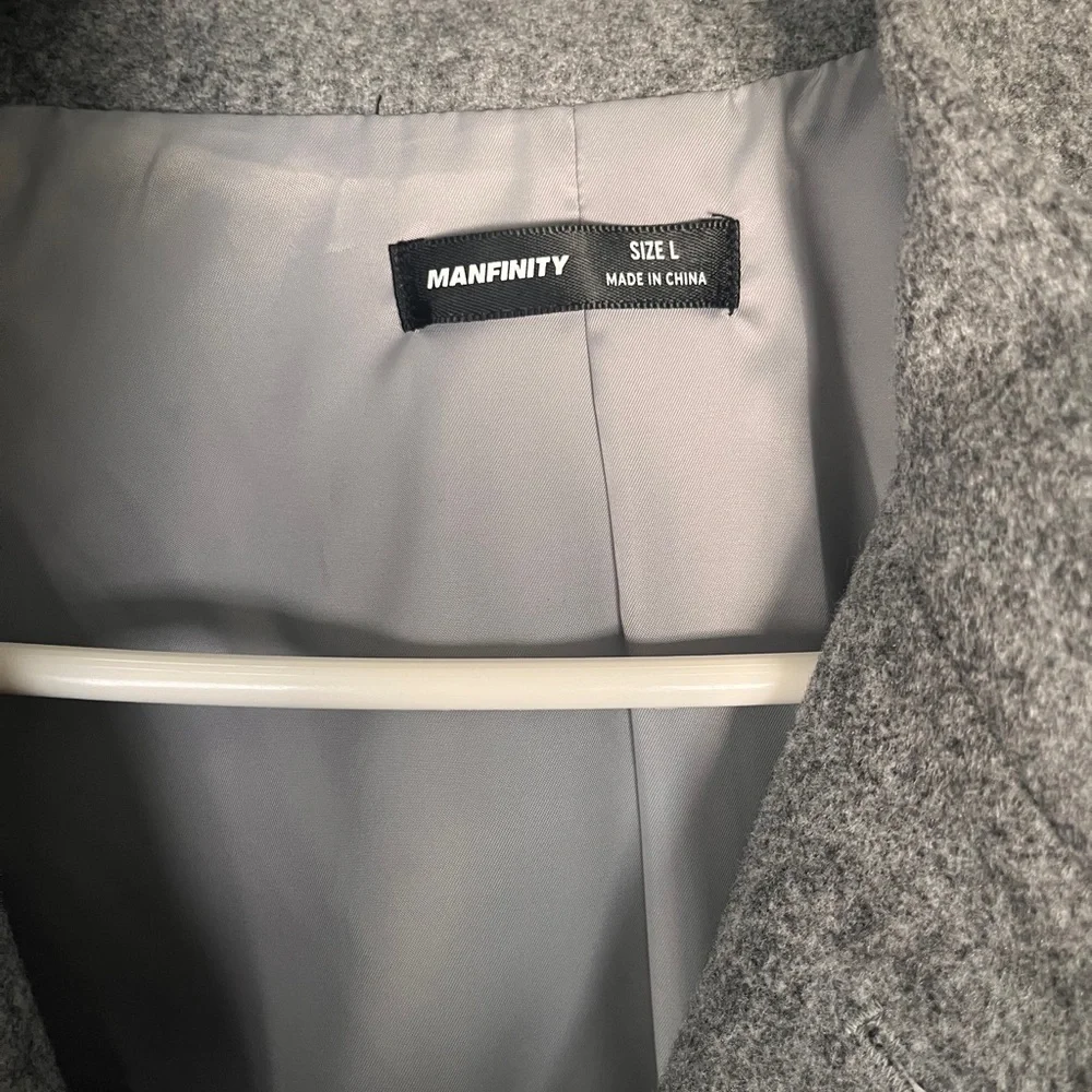 Men’s Manfinity Classic Gray Wool-Blend Single-Breasted Coat